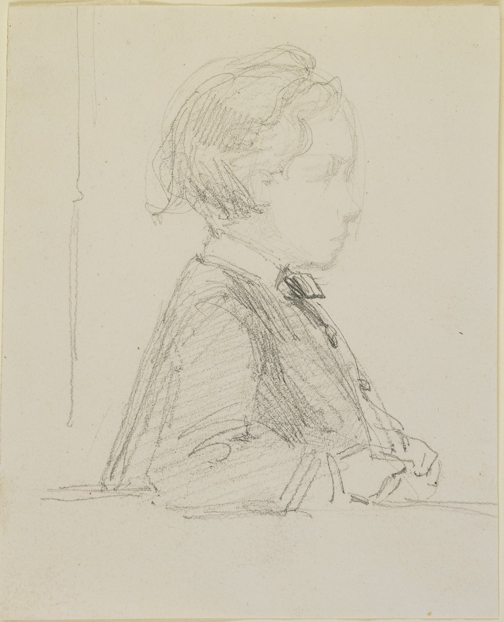 Szkic dziecka z profilu, 1858 (ołówek na białym papierze) autorstwa James Abbott McNeill Whistler