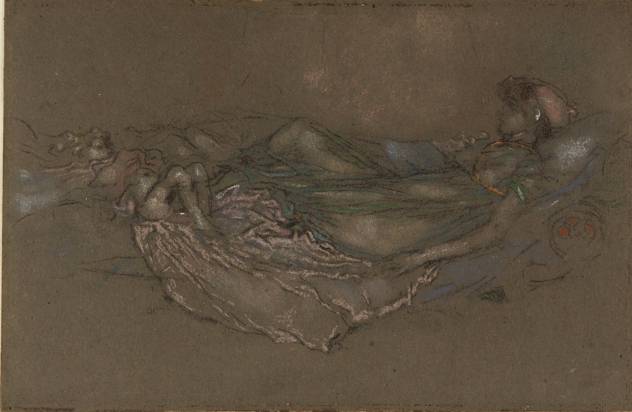 Muszla, ok. 1891 (kreda i pastel na szarym papierze) autorstwa James Abbott McNeill Whistler