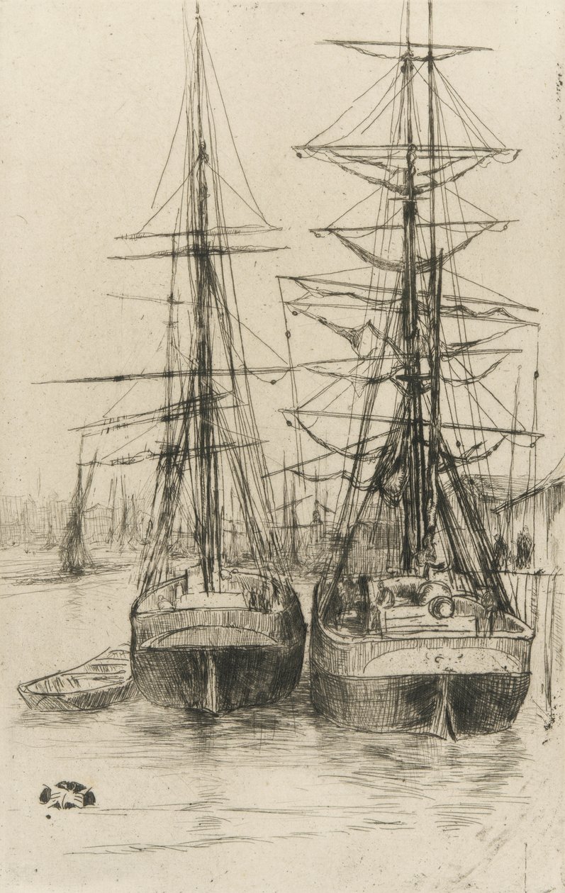 Dwa statki, 1875 (akwaforta na papierze) autorstwa James Abbott McNeill Whistler