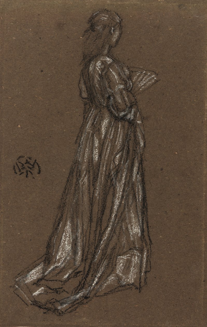 Młoda dziewczyna stojąca, ok. 1873-75 (czarna i biała kreda na brązowym papierze) autorstwa James Abbott McNeill Whistler