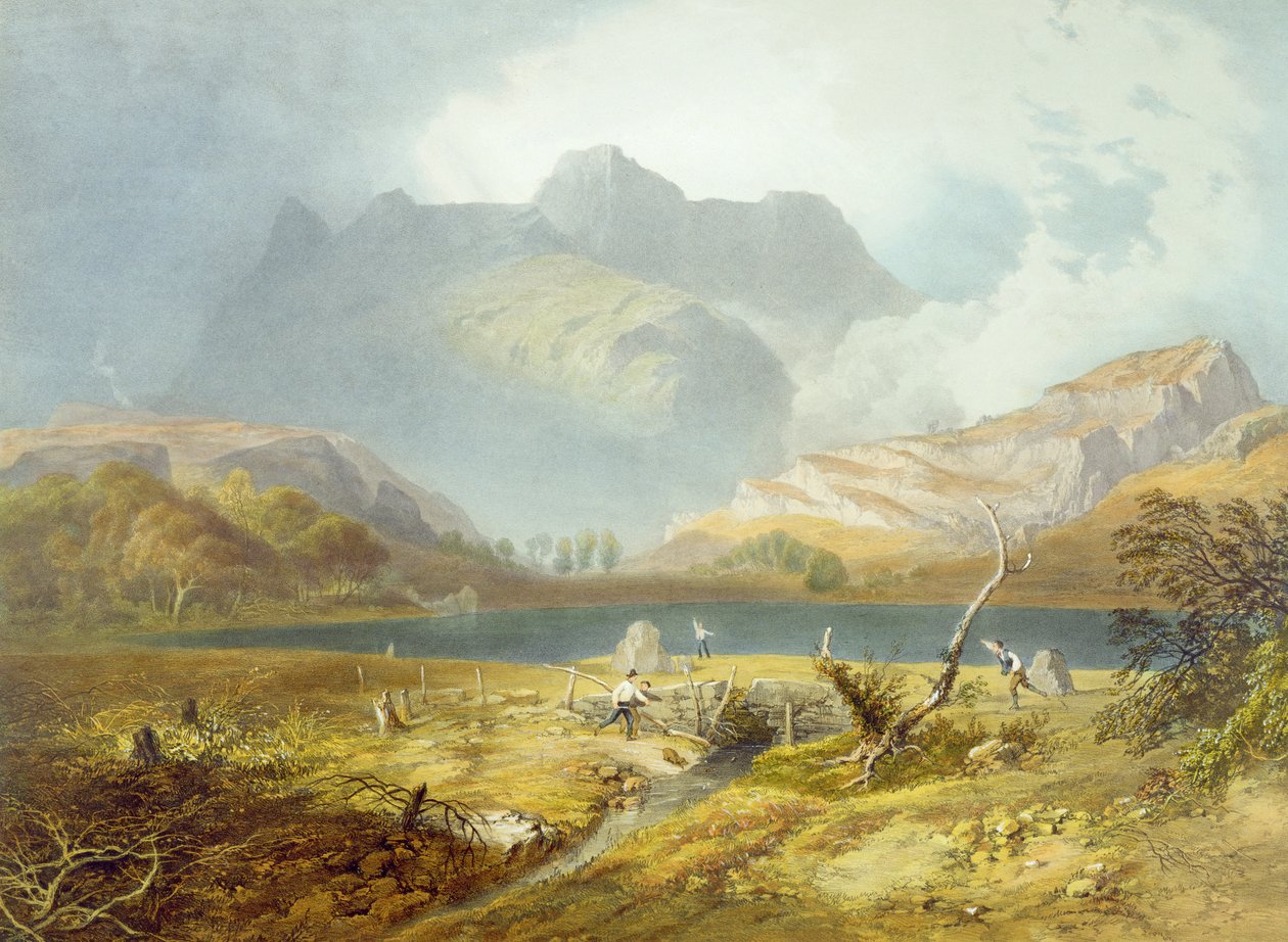 Langdale Pikes, z „The English Lake District”, 1853 (szczegóły w 90425) autorstwa James Baker Pyne