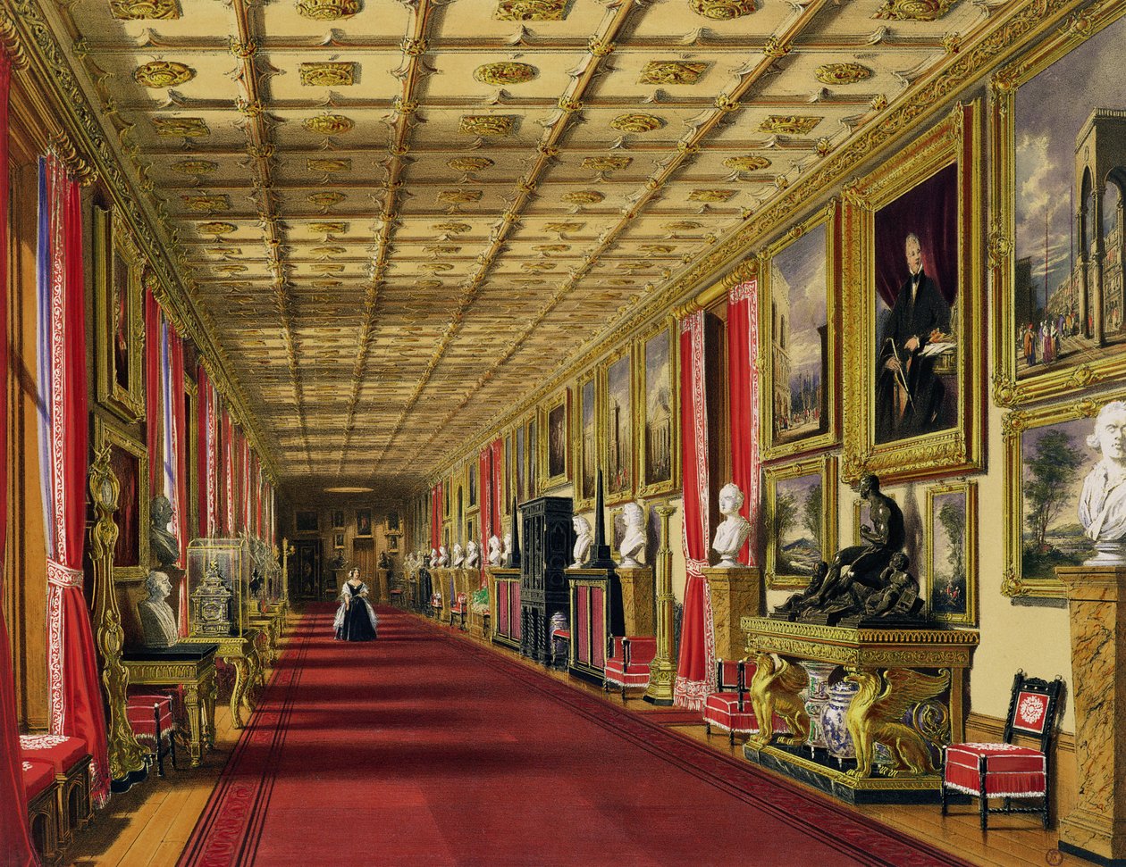 Korytarz Południowy, Zamek Windsor, 1838 (chromolitho) autorstwa James Baker Pyne