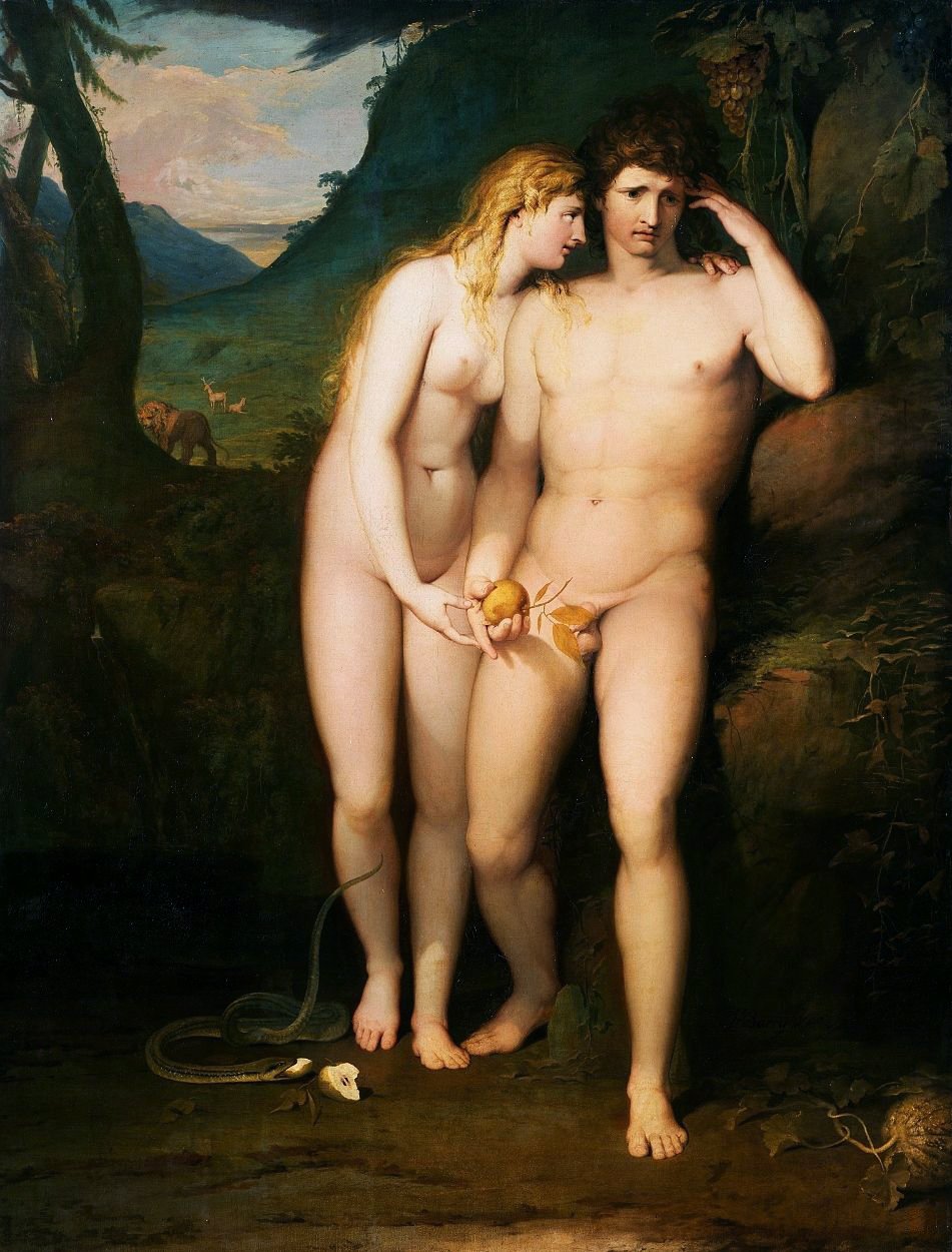 Kuszenie Adama autorstwa James Barry