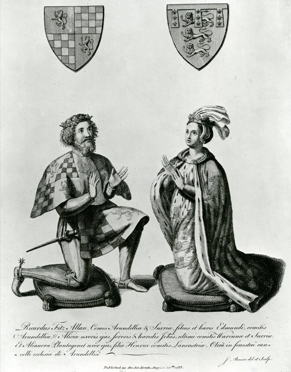 Richard Fitzalan, 3. (10.) hrabia Arundel (ok. 1307-76) i Eleanor hrabina Arundel, 1785 autorstwa James Basire