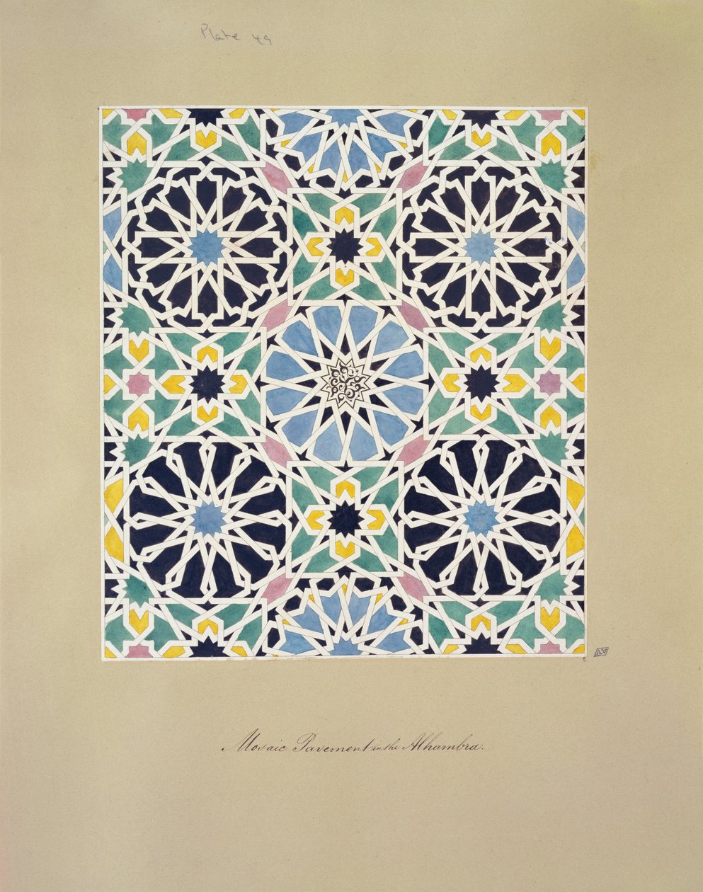 Mozaikowy chodnik w Alhambrze, z "The Arabian Antiquities of Spain", opublikowane w 1815 r. autorstwa James Cavanagh Murphy