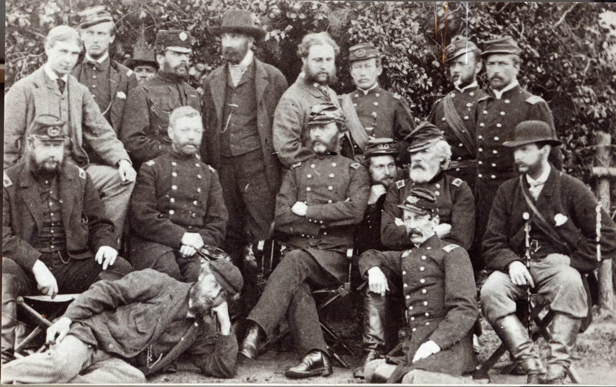 Generał Marcy i przyjaciele w Camp Winfield Scott, niedaleko Yorktown, 2 maja 1862 r. autorstwa James F. Gibson