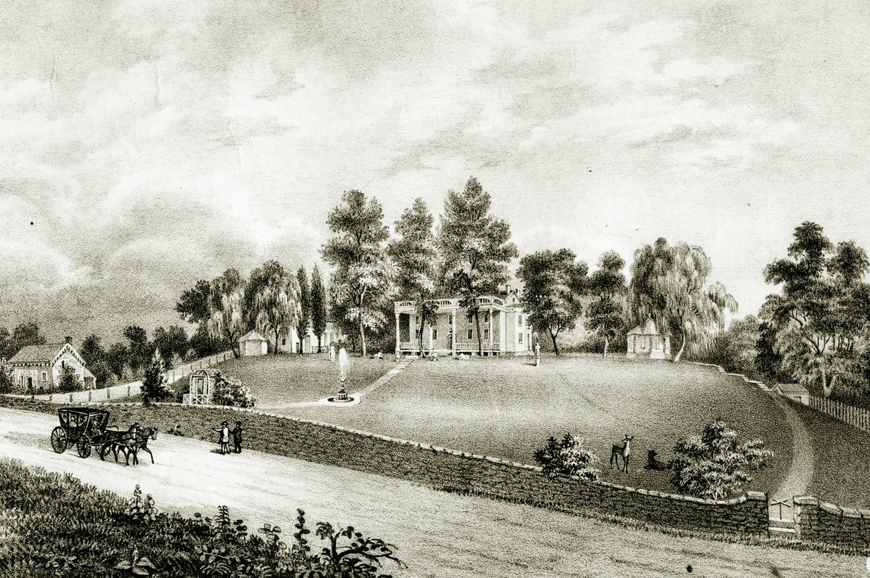 Park Fontann, Wodospady Schuylkill, Filadelfia, c.1845 autorstwa James Fuller Queen