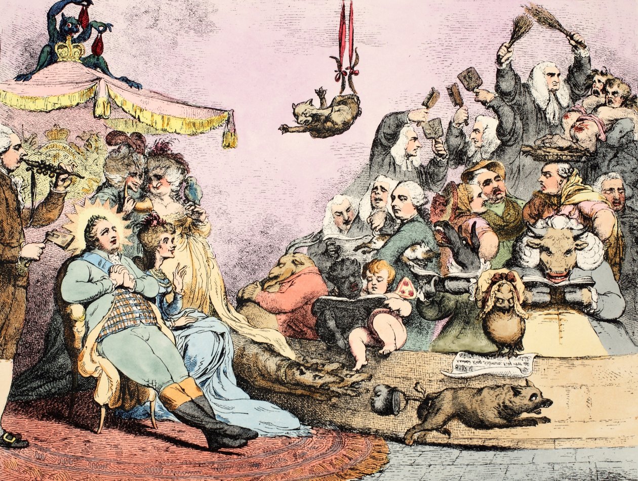Muzyka starożytna, wyd. 1787 (akwaforta ręcznie kolorowana) autorstwa James Gillray