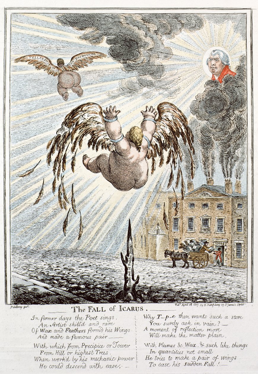 Upadek Ikara autorstwa James Gillray