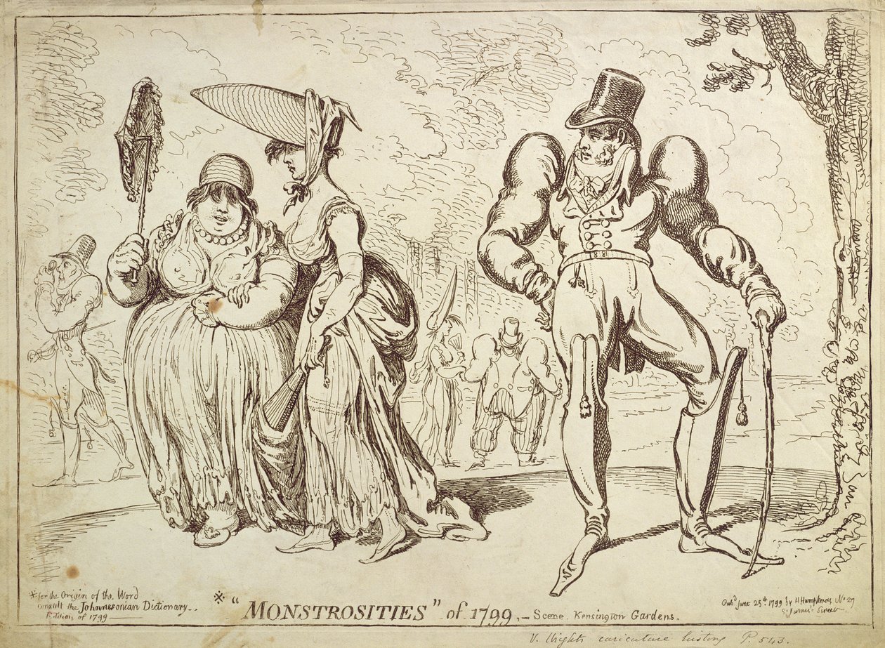 Potwory z 1799 r., czyli Scena w Kensington Gardens, opublikowana przez Hannah Humphrey w 1799 r. autorstwa James Gillray