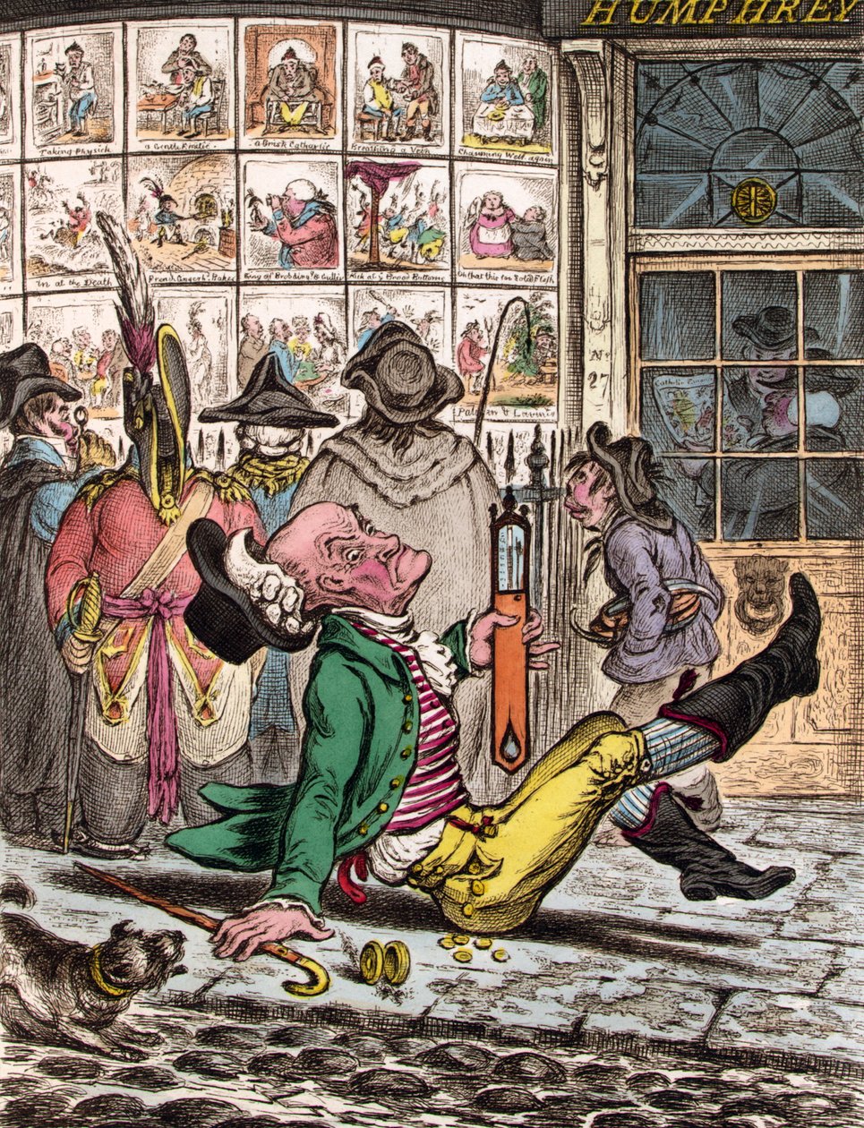 Bardzo śliska pogoda, 1808 autorstwa James Gillray