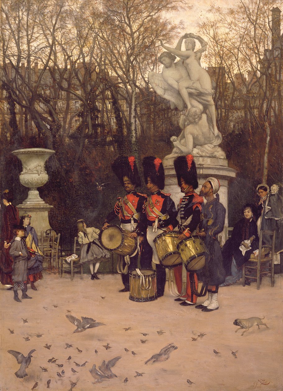 Pokonanie odwrotu w Ogrodach Tuileries, 1867 (panel) autorstwa James Jacques Joseph Tissot