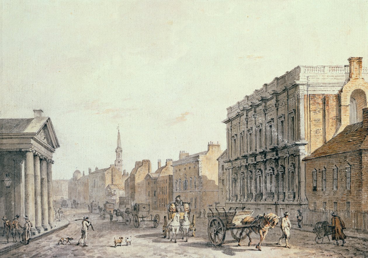 Widok Whitehall, patrząc w kierunku Charing Cross, 1790 autorstwa James Miller