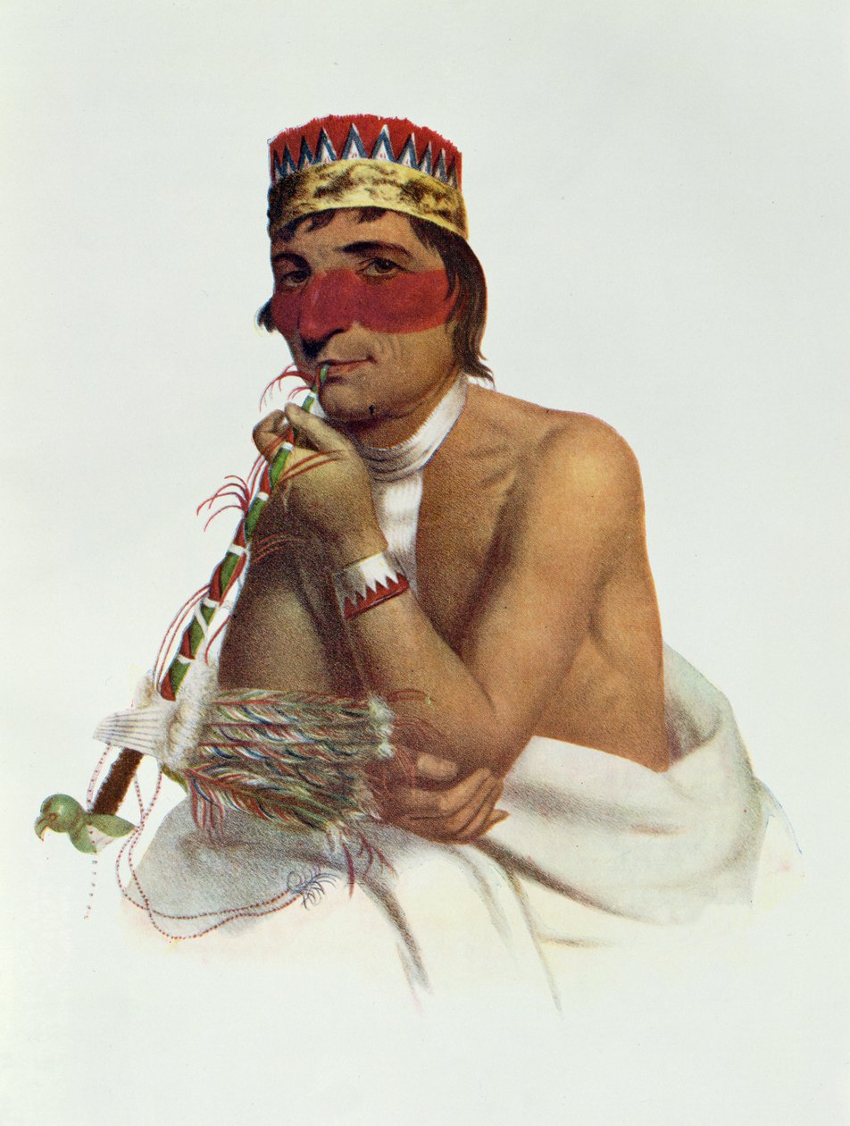 Wa-Em-Boesh-Kaa, wódz Chippeway z Sandy Lake, 1826, ilustracja z „Indiańskich plemion Ameryki Północnej, tom 1”, Thomasa L. McKenneya i Jamesa Halla, wyd. przez Johna Granta autorstwa James Otto Lewis