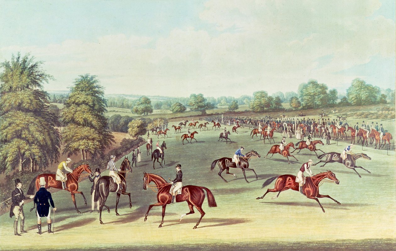 Epsom: przygotowania do rozpoczęcia, 1830 autorstwa James Pollard