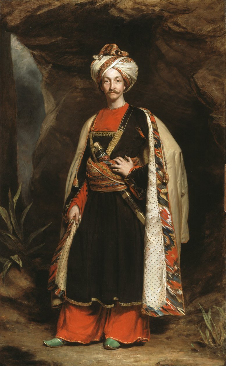 Kapitan Colin Mackenzie w stroju afgańskim, ok. 1842 r. autorstwa James Sant