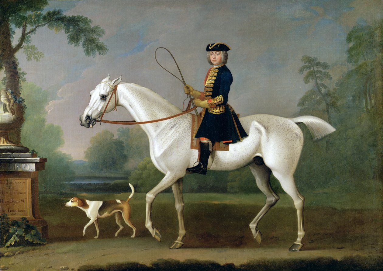 Sir Roger Burgoyne dosiadający "Badgera", 1740 r. autorstwa James Seymour