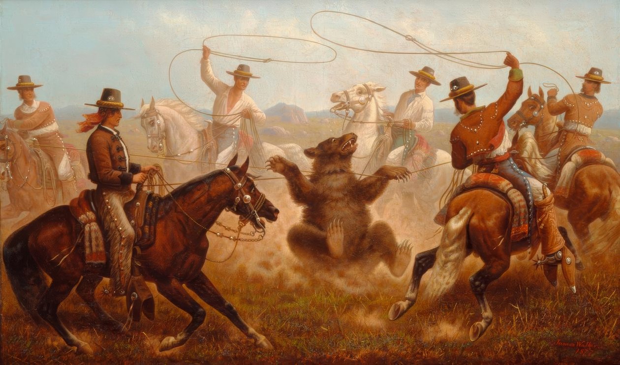 J.Walker, kowboje łapią niedźwiedzia na lasso autorstwa James Walker