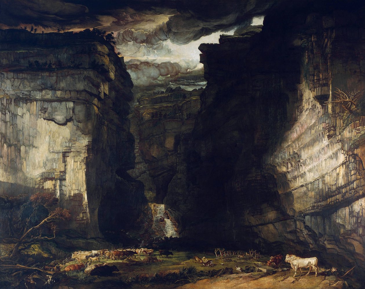Gordale Scar (Widok Gordale, w Manor of East Malham w Craven, Yorkshire, własność Lorda Ribblesdale) autorstwa James Ward