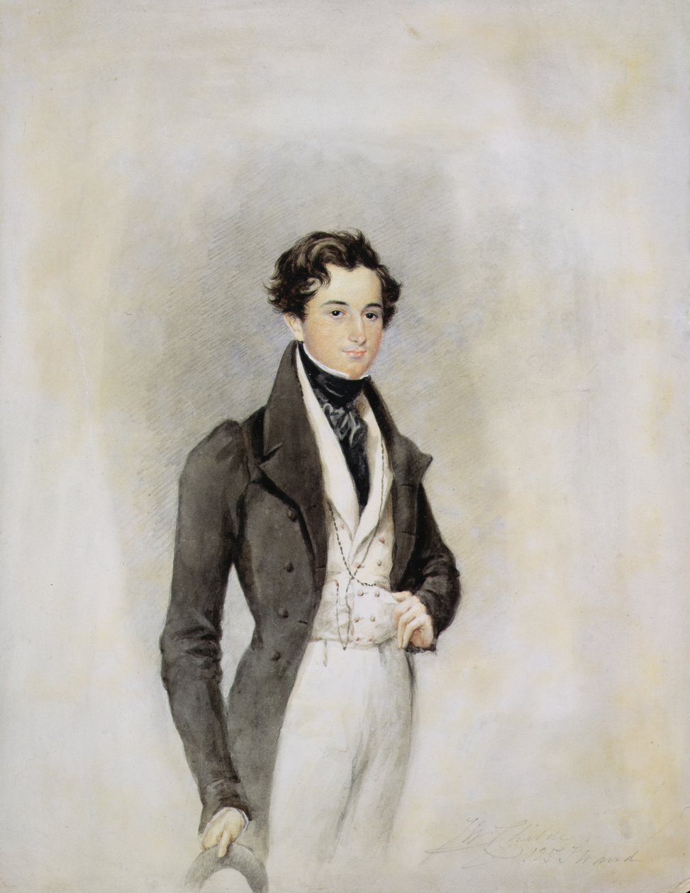 Portret eleganckiego dżentelmena, ok. 1825 (wc na papierze) autorstwa James Warren Childe