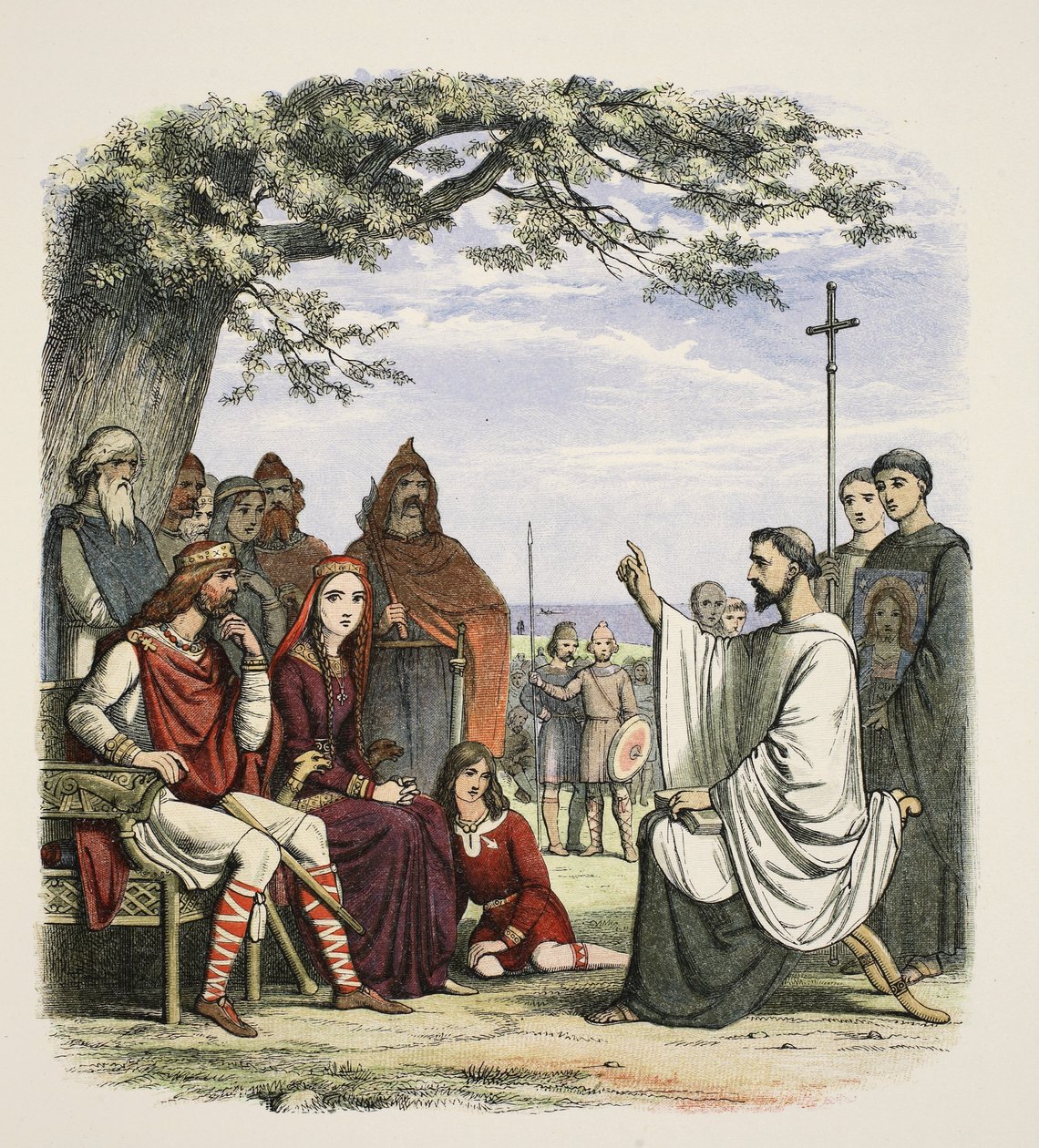 Nauczanie Augustyna przed królem Ethelbertem, 597 AD, od A Chronicle of England BC 55 do AD 1485, wyd. Londyn, 1863 r. autorstwa James William Edmund Doyle