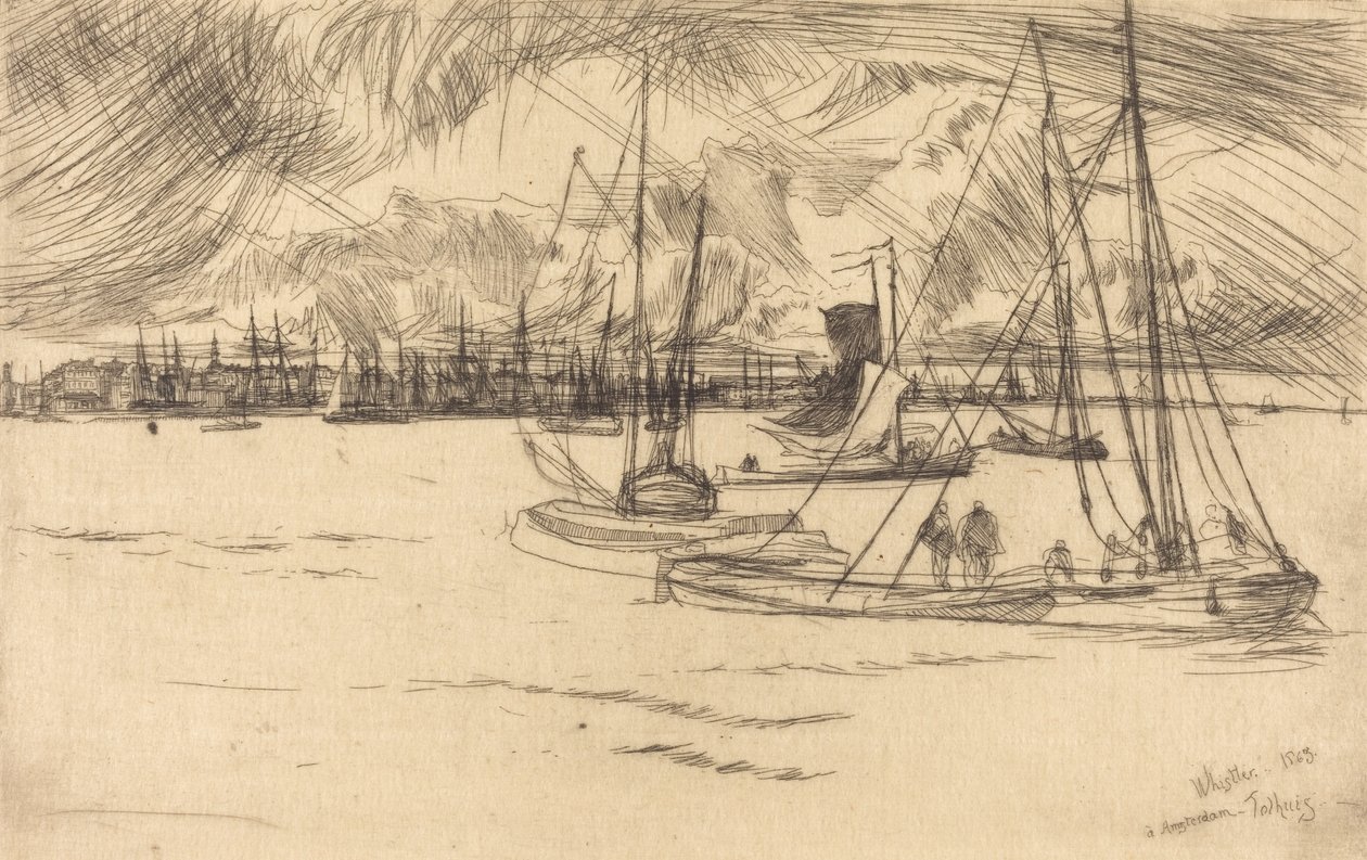Amsterdam z Tolhuis, 1863. autorstwa James Abbott McNeill Whistler