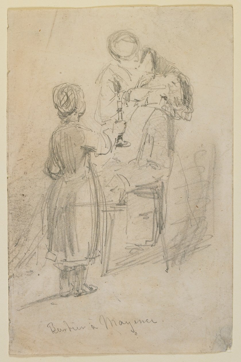 Fryzjer w Moguncji, 1858. autorstwa James Abbott McNeill Whistler
