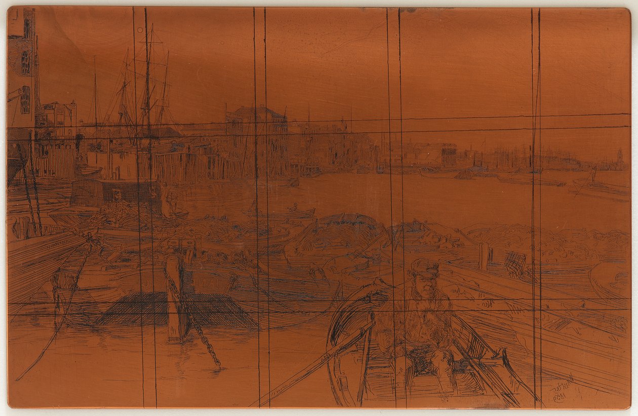 Tabliczka do akwaforty: Basen, 1859. autorstwa James Abbott McNeill Whistler