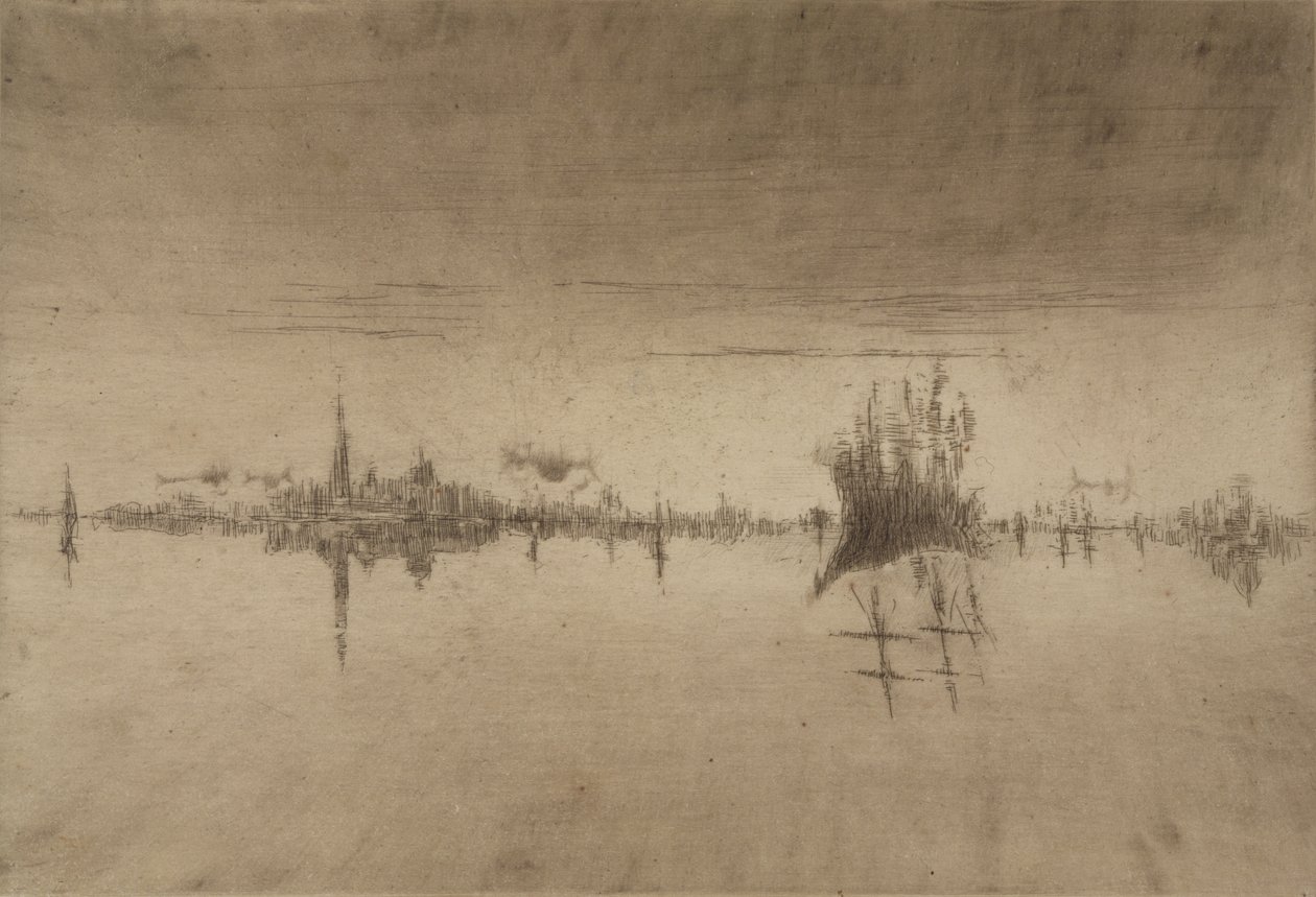 Nokturn, 1879-80 (akwaforta i sucha igła) autorstwa James Abbott McNeill Whistler