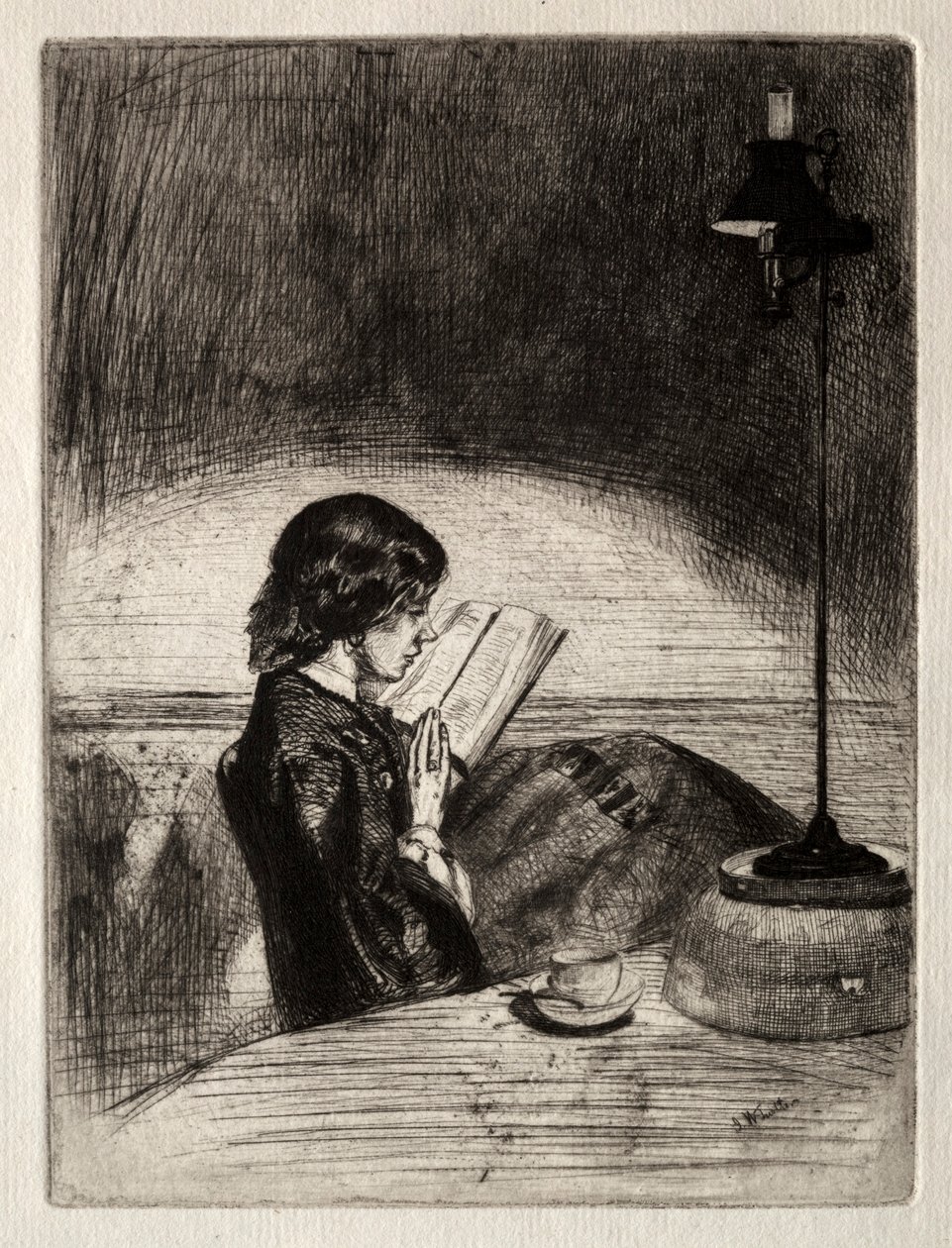 Czytanie przy Lamplight, 1859. autorstwa James Abbott McNeill Whistler
