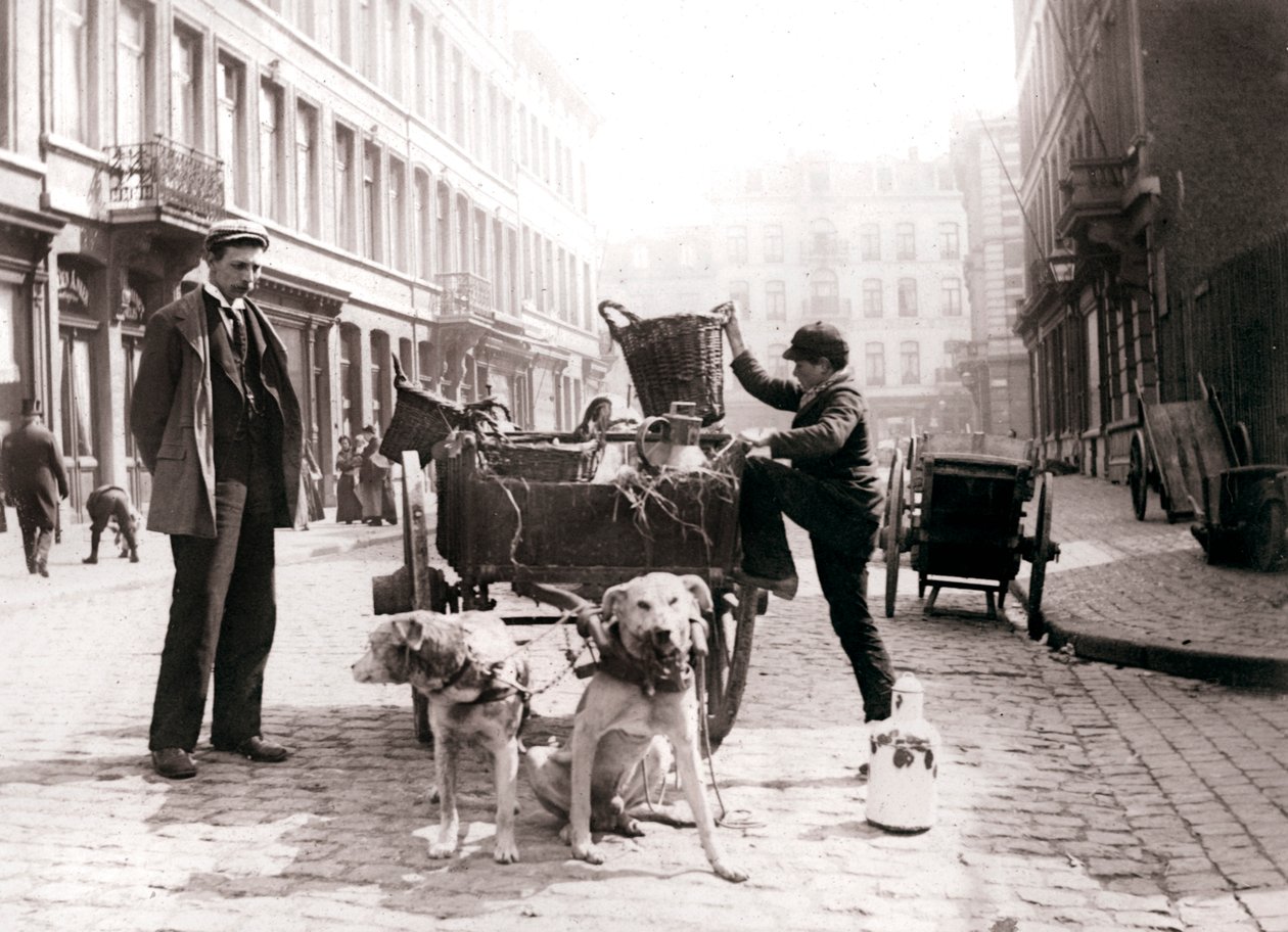 Chłopiec z wózkiem, Antwerpia, 1898. autorstwa James Batkin