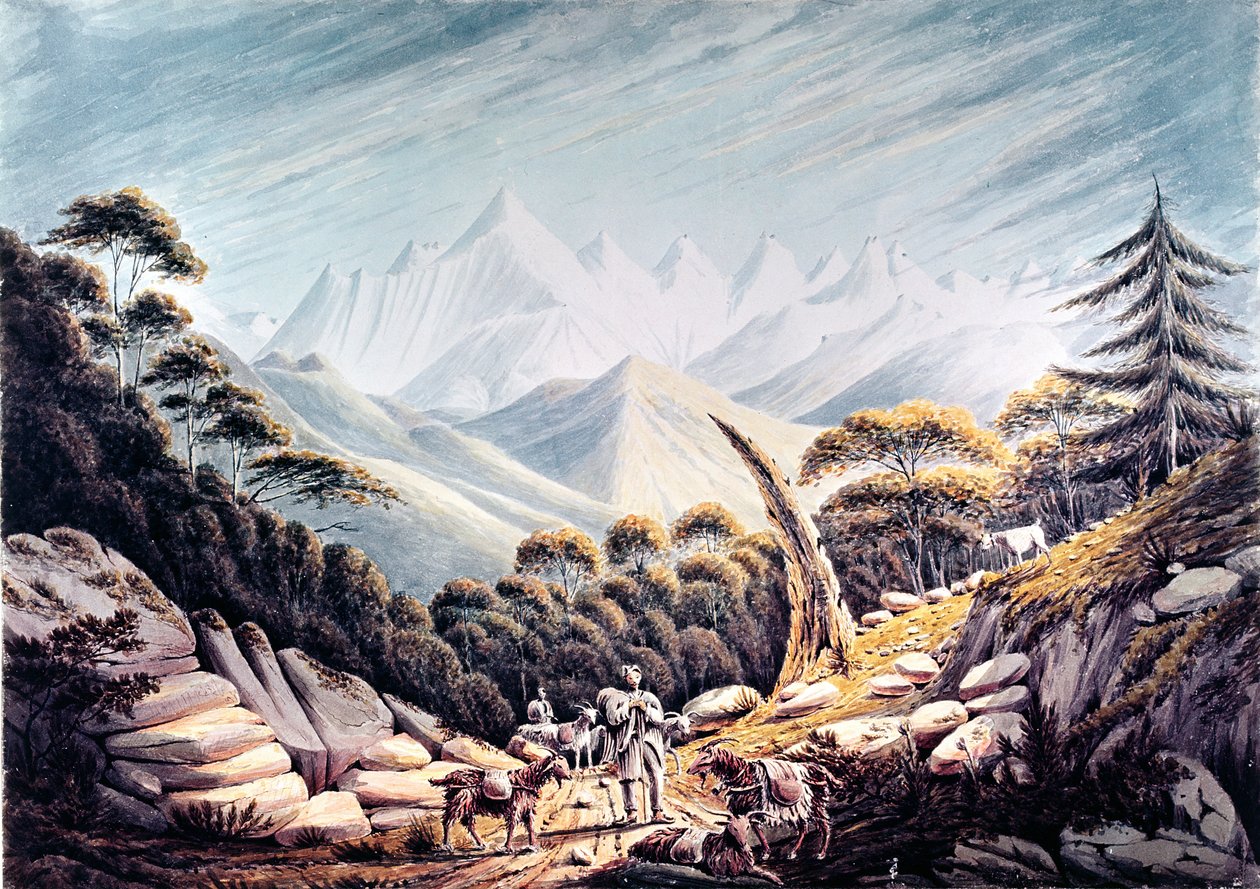 Nepalscy pasterze w Himalajach, 1826 autorstwa James Bolivar Manson