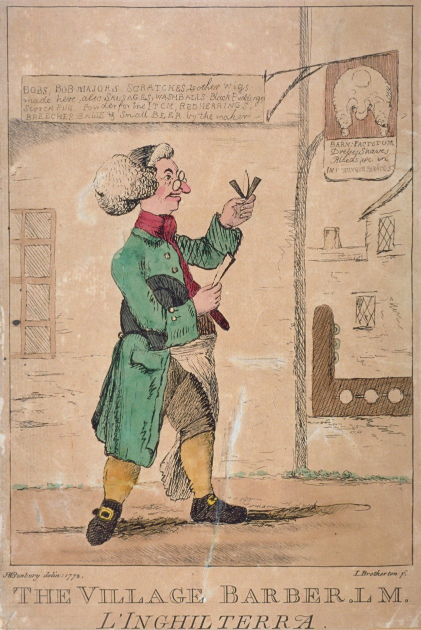 „Wioskowy fryzjer”, 1772 r. autorstwa James Bretherton