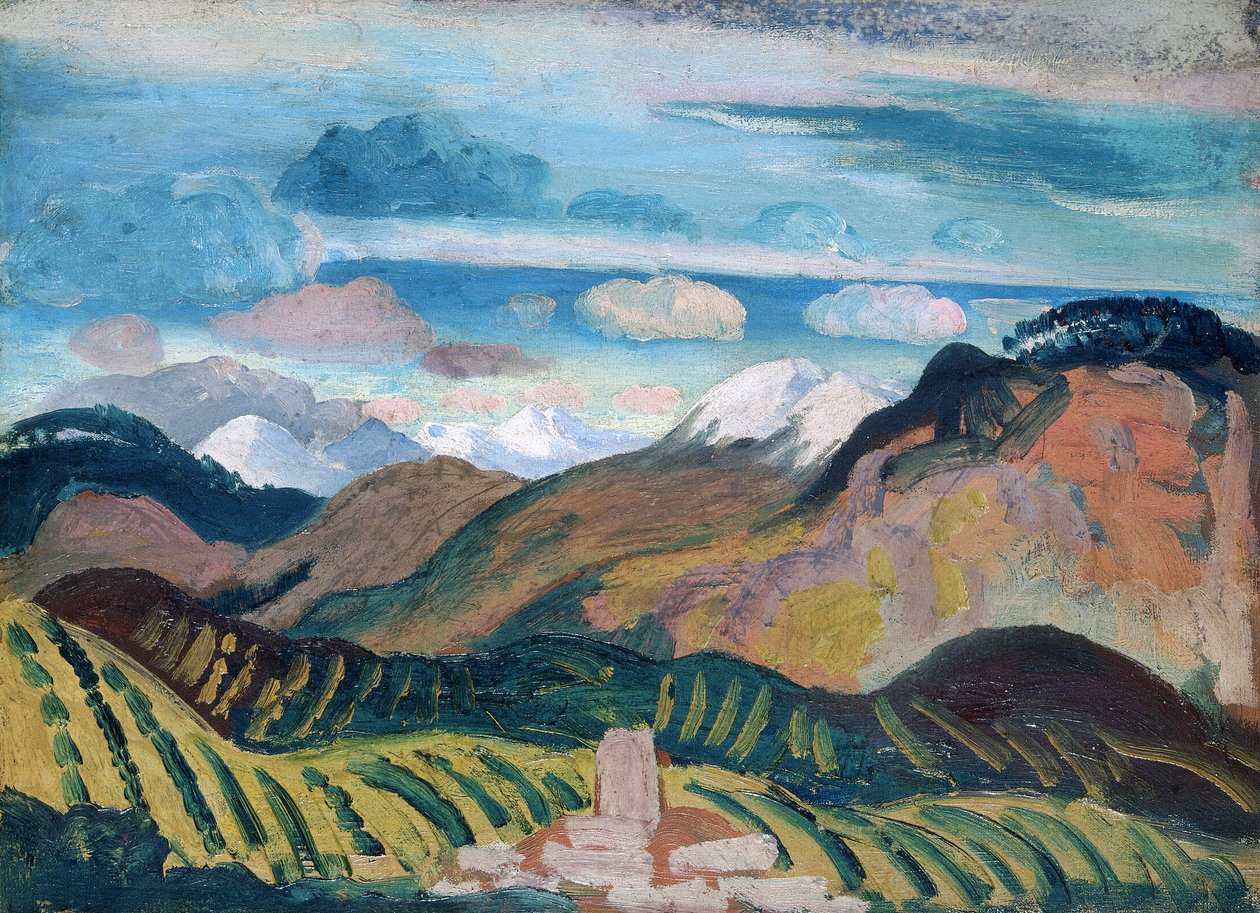 „Vernet”, pejzaż prowansalski, 1912 autorstwa James Dickson Innes