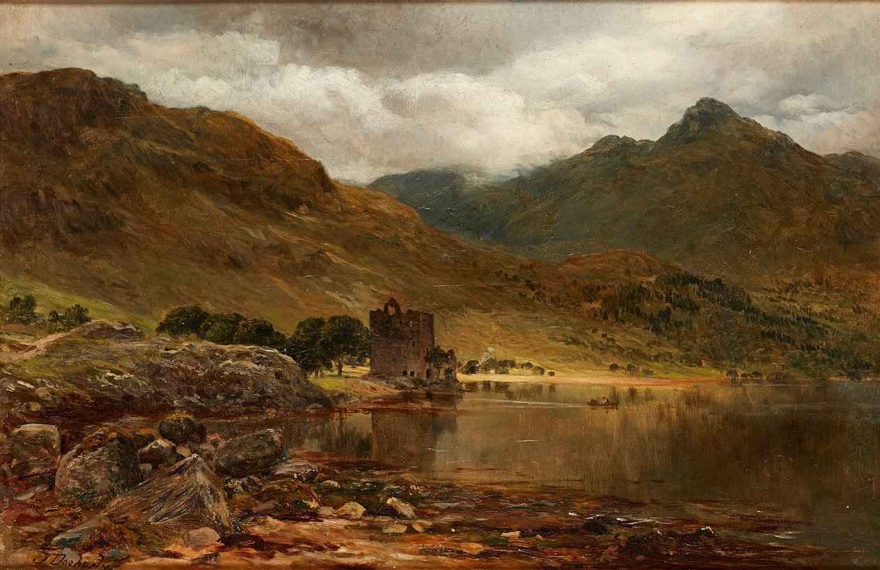 Zamek Carrick, Loch Goil (olej na płótnie) autorstwa James Docharty