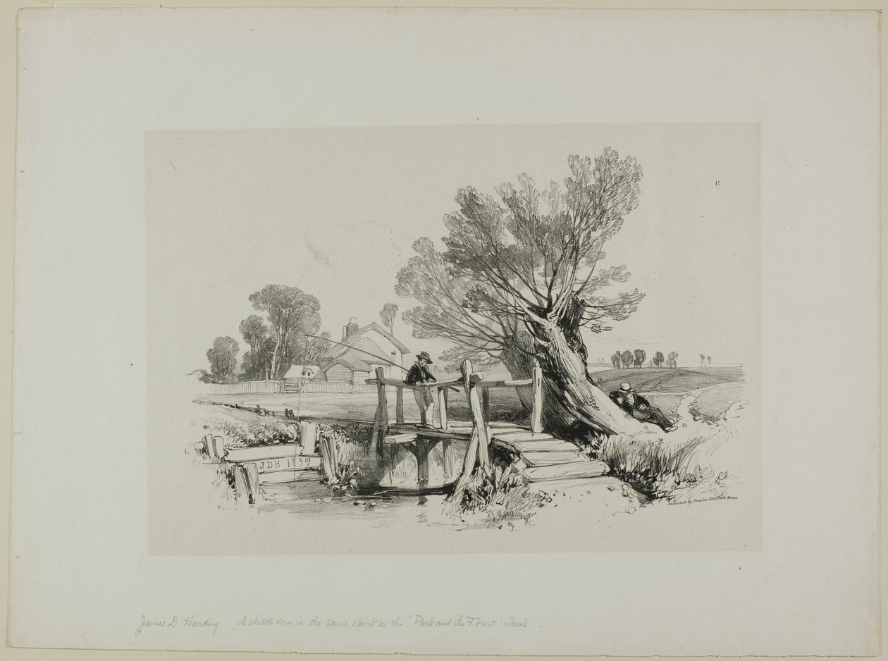 Krajobraz z chłopcem na ryby autorstwa James Duffield Harding