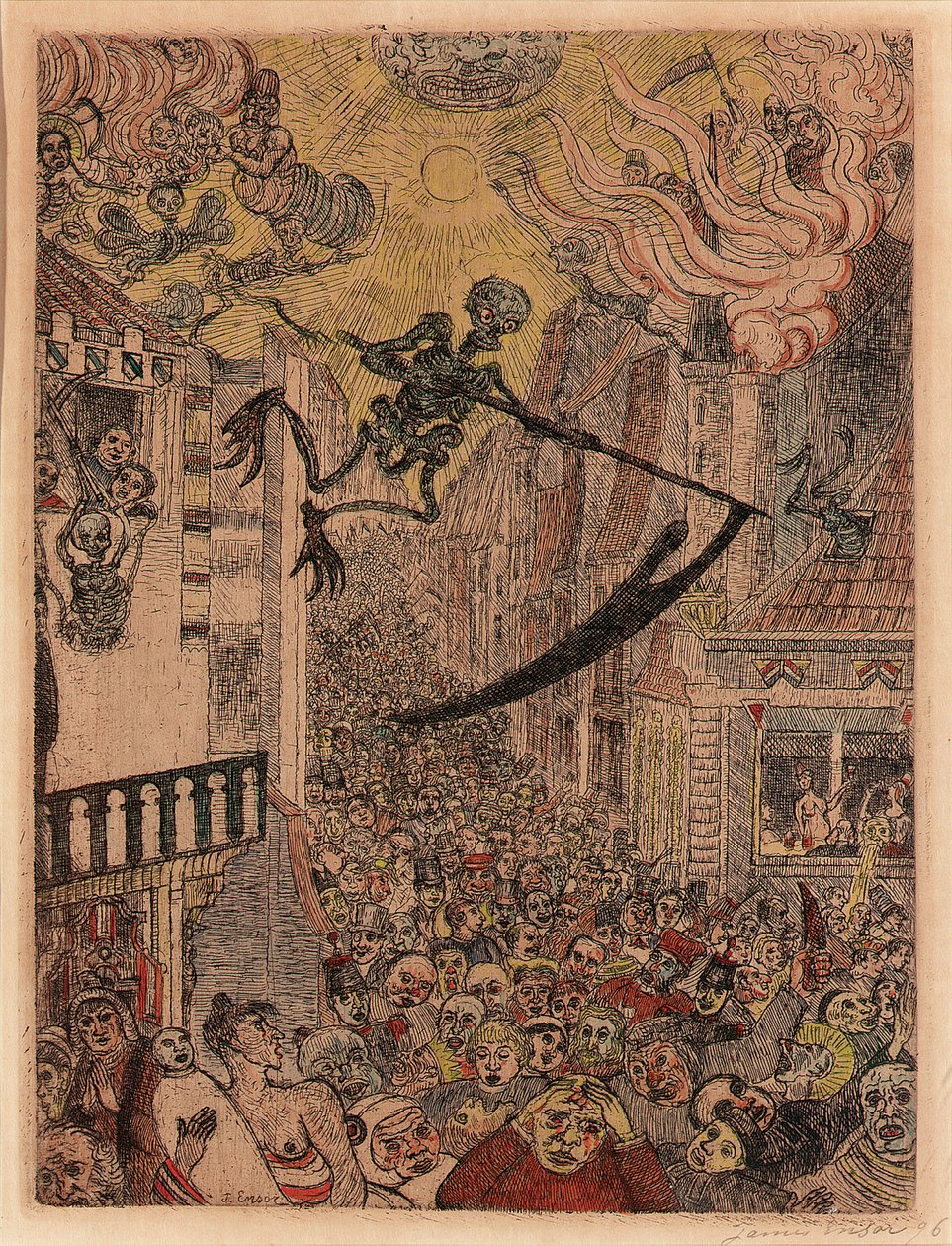 Morte Perseguindo o Bando de Humanospolonês autorstwa James Ensor