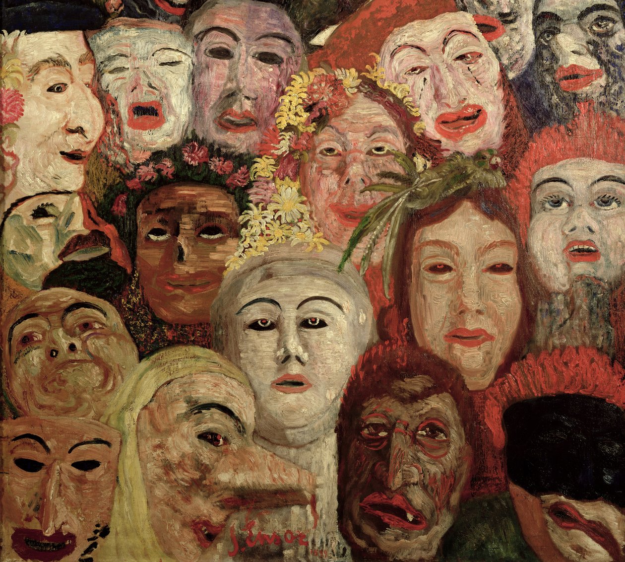 Mój portret otoczony maskami autorstwa James Ensor