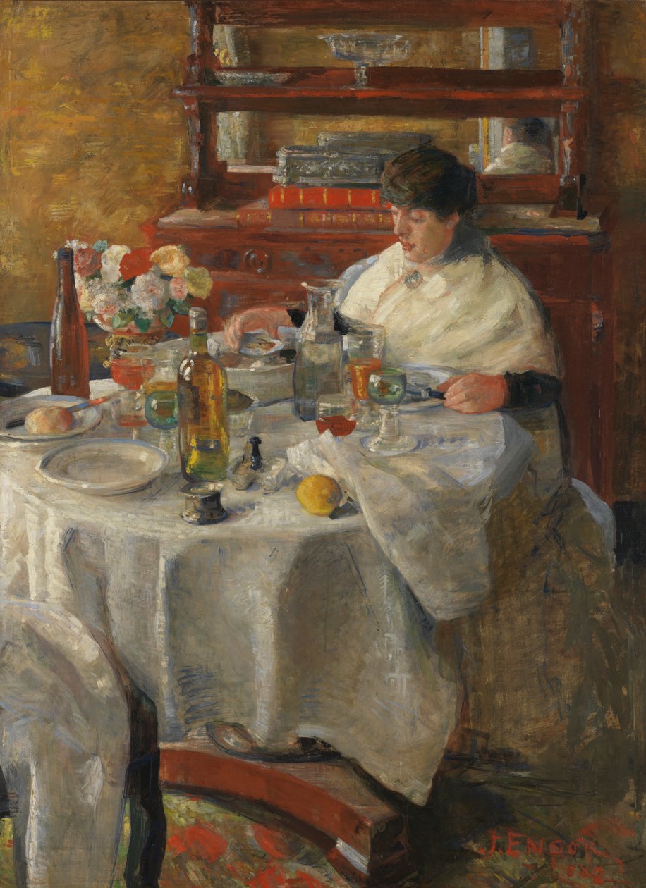 Oyster Eater (olej na płótnie) autorstwa James Ensor