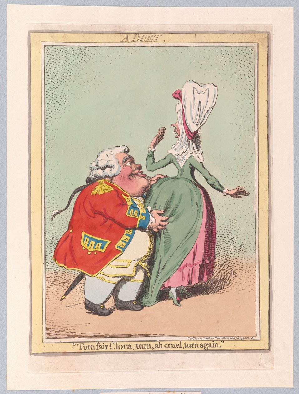 Duet, wyd. 1792 (grawerowanie ręcznie kolorowane) autorstwa James Gillray