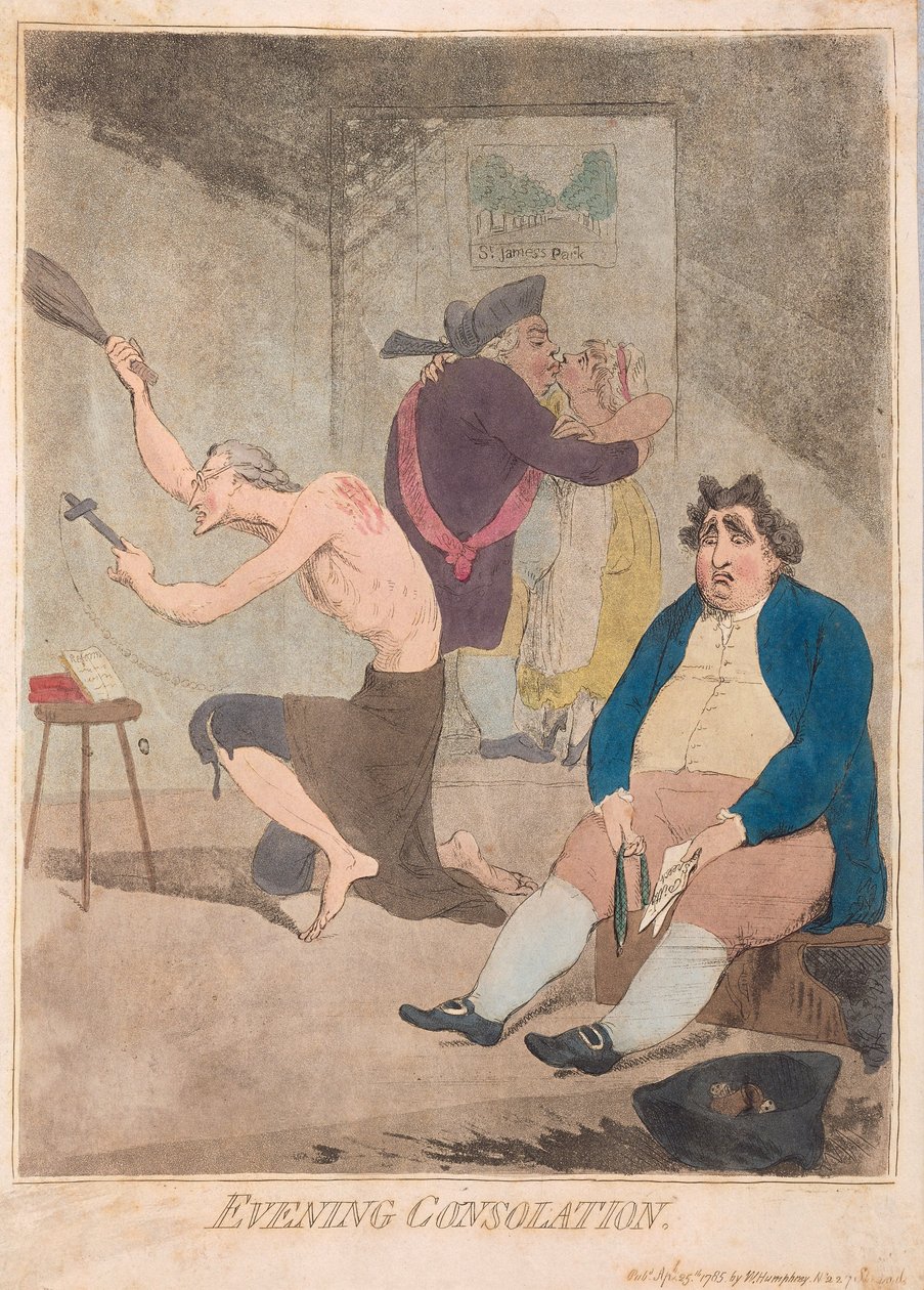 Wieczorna Pociecha, wyd. 1785 (grawerowanie ręcznie kolorowane) autorstwa James Gillray