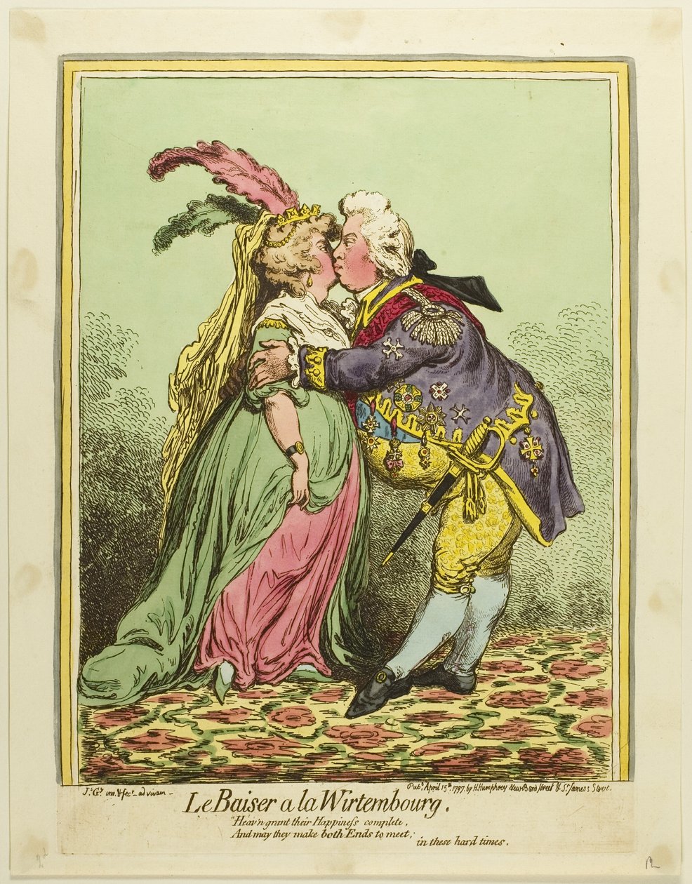 Pocałunek w Wirtembergii autorstwa James Gillray
