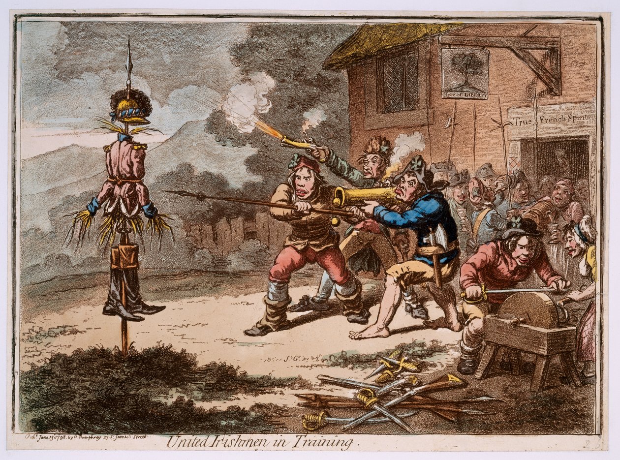 „Zjednoczeni Irlandczycy w szkoleniu” autorstwa James Gillray