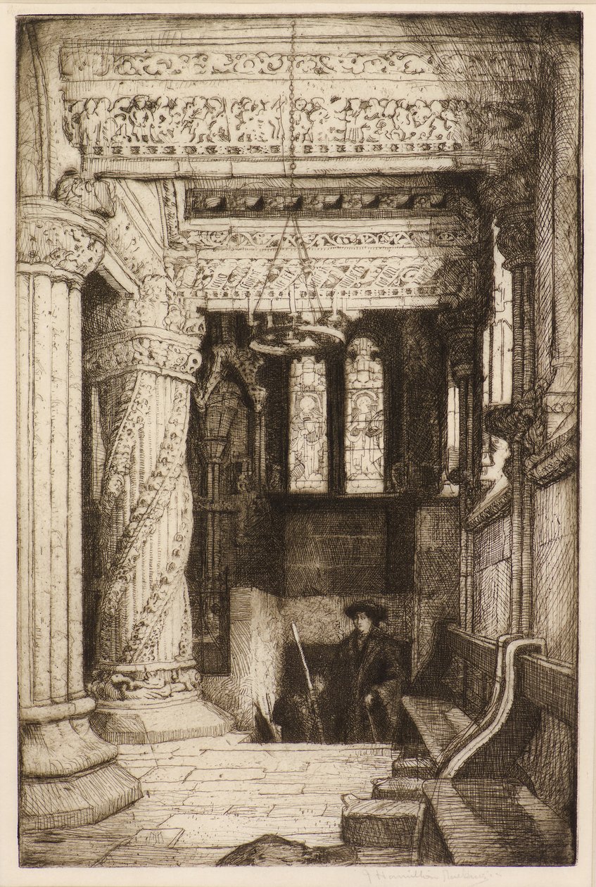 Prentice Pillar, Rosslyn Chapel (akwaforta) autorstwa James Hamilton Mackenzie
