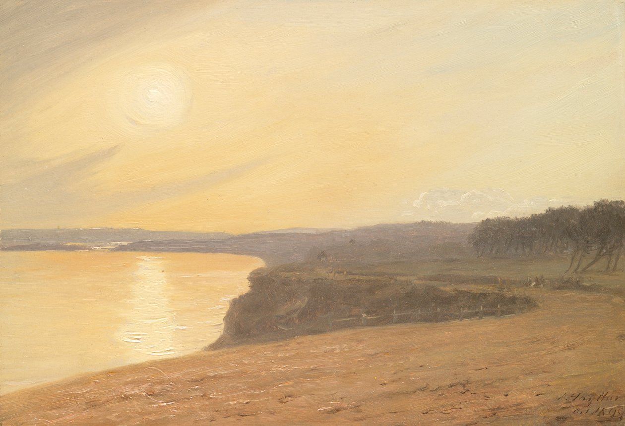 Zachód słońca, niedaleko Bournemouth, 1899 (olej na karcie) autorstwa James Hayllar