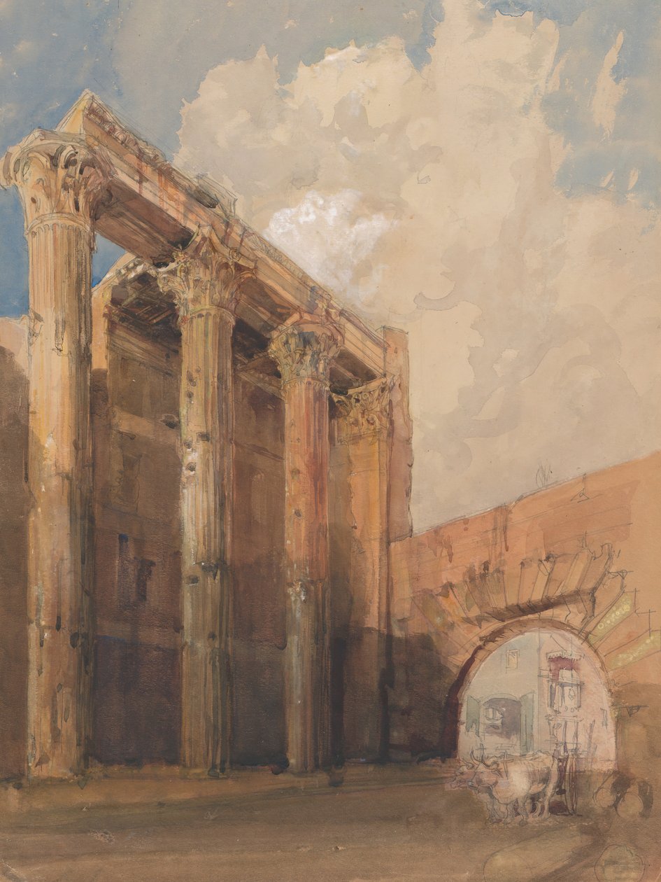 Świątynia Marsa Ultora, Rzym, 1840-45. autorstwa James Holland