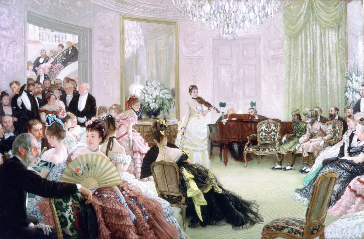 Cicho!, Koncert, c1875 autorstwa James Jacques Joseph Tissot