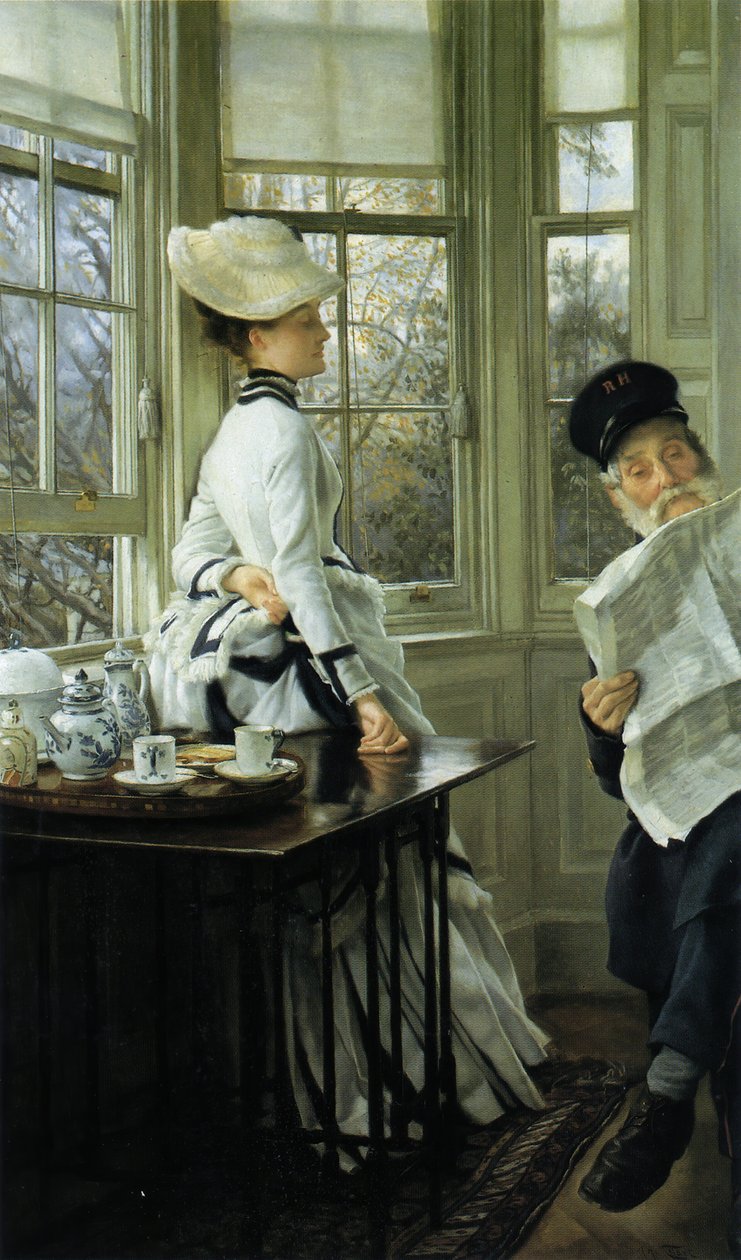 Czytanie wiadomości, 1874. autorstwa James Jacques Joseph Tissot