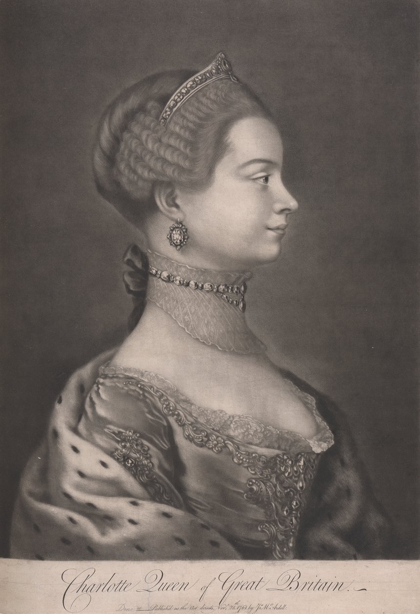 Charlotta królowa Wielkiej Brytanii autorstwa James McArdell