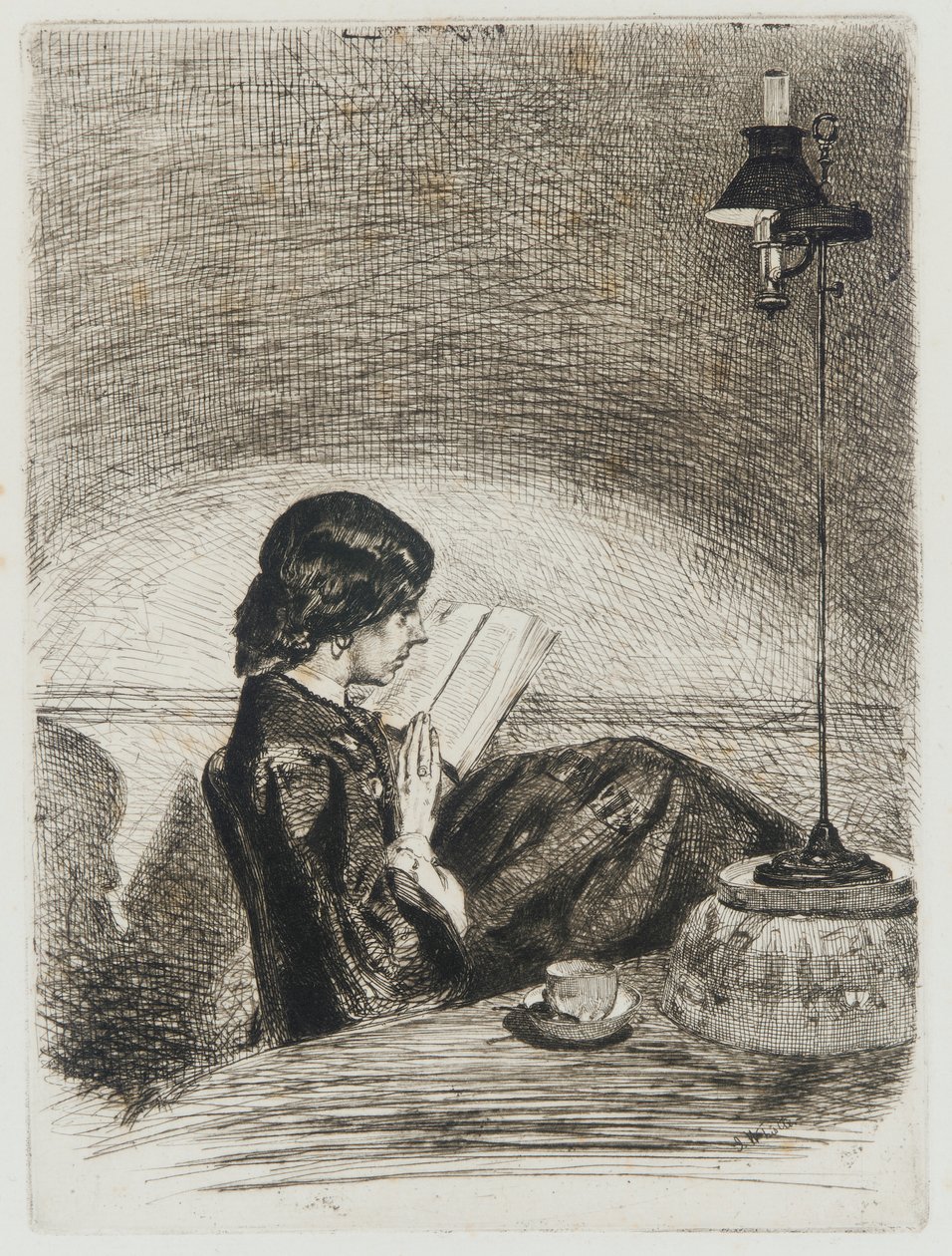 Czytanie przez Lamplight autorstwa James Abbott McNeill Whistler